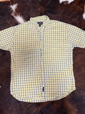 U.S. Expedition Men’s Yellow & Blue Plaid Short-Sleeve Button-Down Shirt